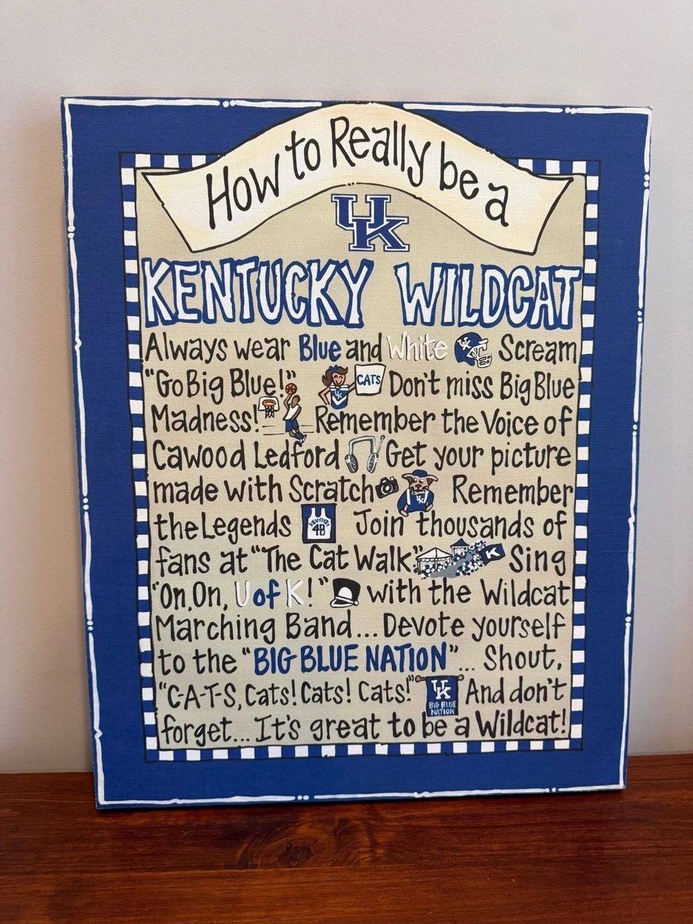 University of Kentucky Wildcats 16x20 Canvas Wall Art UK Big Blue
